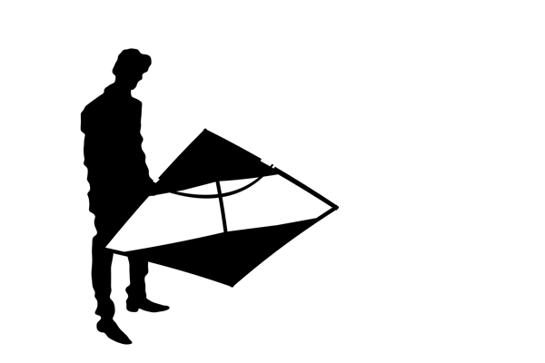 Urban ninja lightwind kite, compact delta shape.
