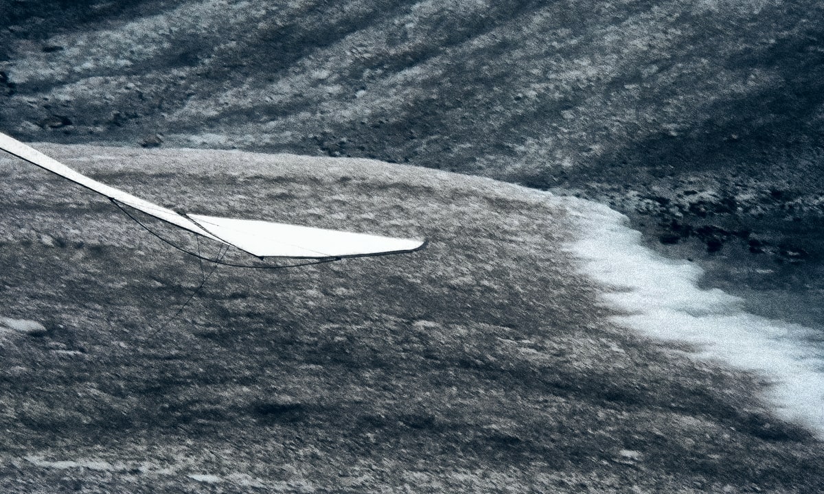 A white kite in the glacier.