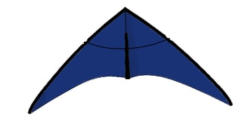 A kite in midnight blue, front view.