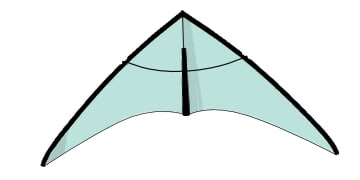 A mint colored kite, front view.