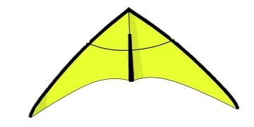 A neon kite, front view.