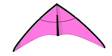 A pink kite, front view.