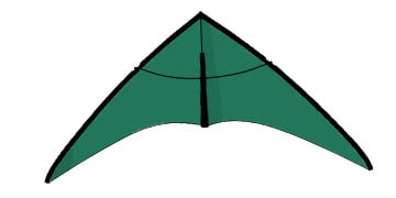 A kite in british racing green, front view.