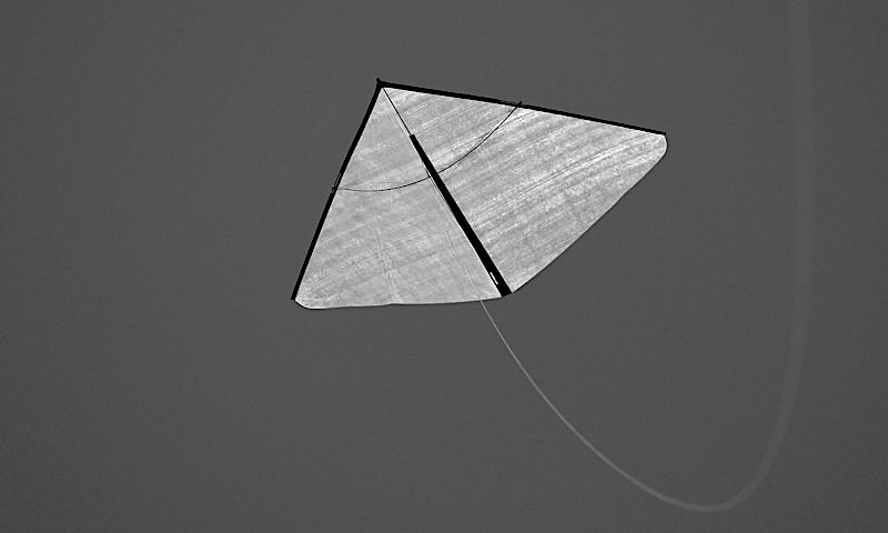 The small kite in a mellow breeze.