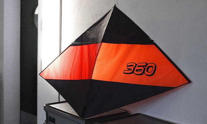 A duotone lightwind kite, the upper and lower panels are black.