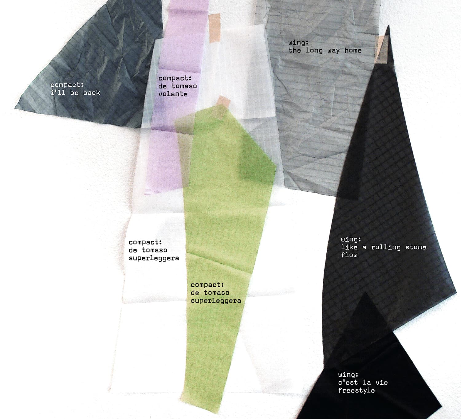 Rare Icarex color samples for the kite collection of an architect.