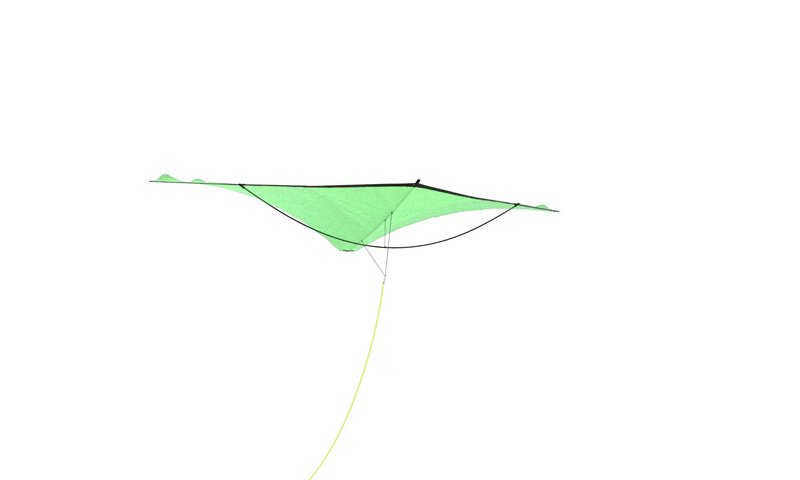 Studioaufnahme des Leichtwind-Drachens, Icarex semi fluo grün.